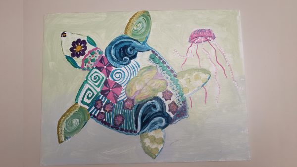 sea turtle and jelly fish dance
