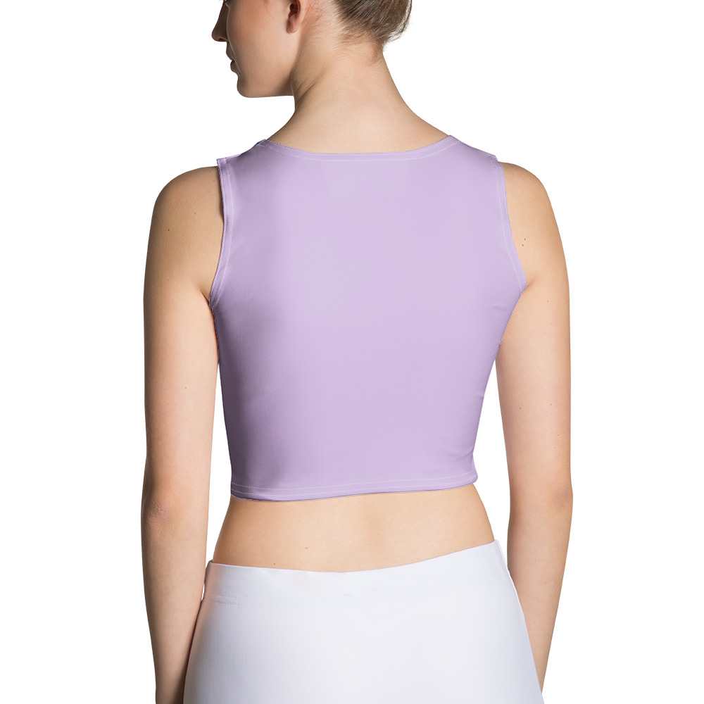 Abstract Line Art Woman’s Face Crop Top – Green & Purple - Image 2
